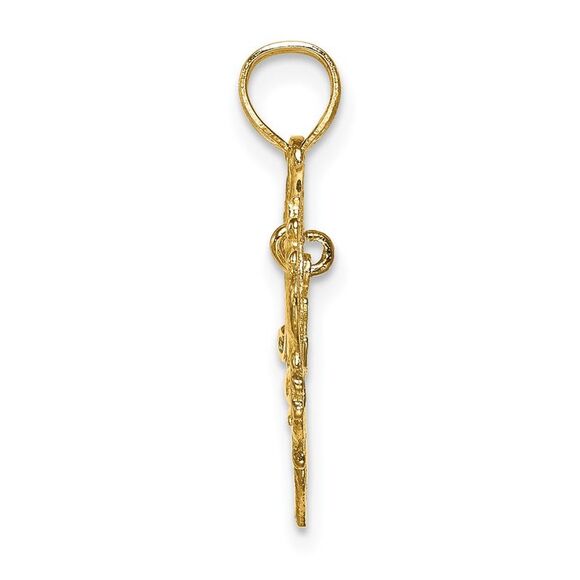 14k Yellow Gold Polished MOM Dangle in Fancy Heart Pendant